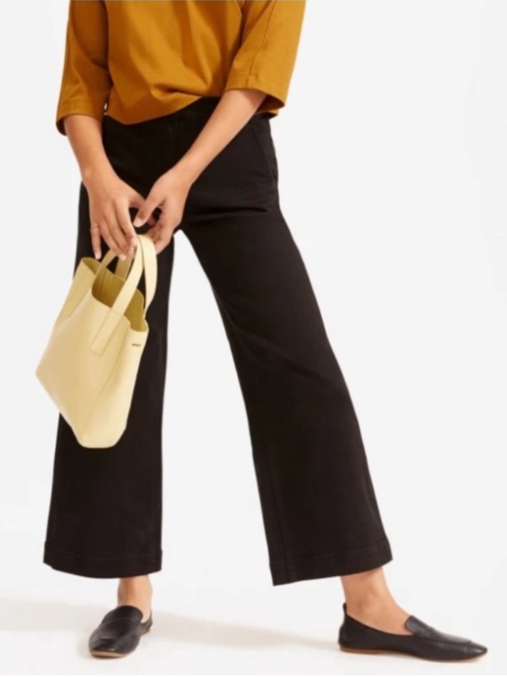 Everlane Cropped Wide Leg Regular Pants Black Size 4